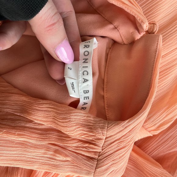 Veronica Beard Florencia Maxi-Length Dress Bright Coral Criss-cross Halter Neck - Picture 3 of 12